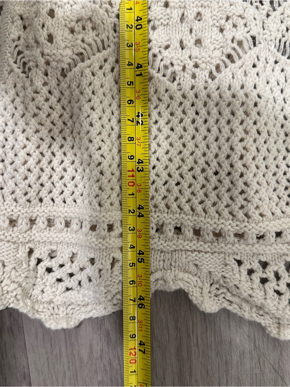 Open Knit Duster Cardigan M Cream Boho Festival Cottagecore Crochet - Picture 4 of 5